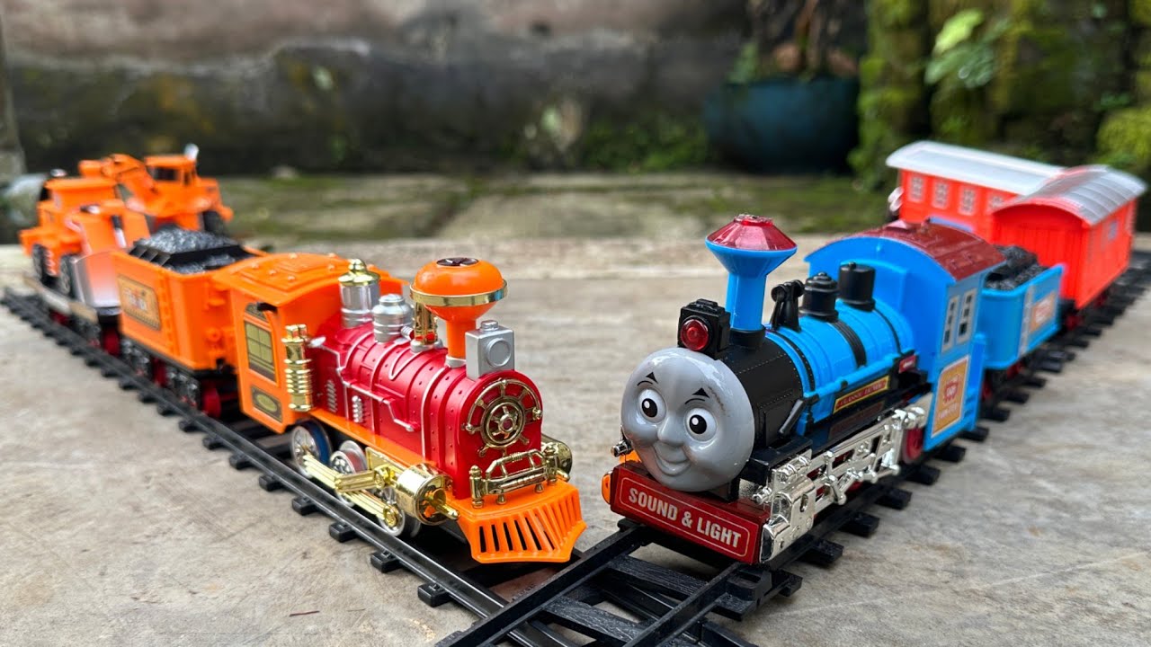 ASMR merakit mainan kereta api classic train thomas,kereta uap thomas,kereta api konstruksi