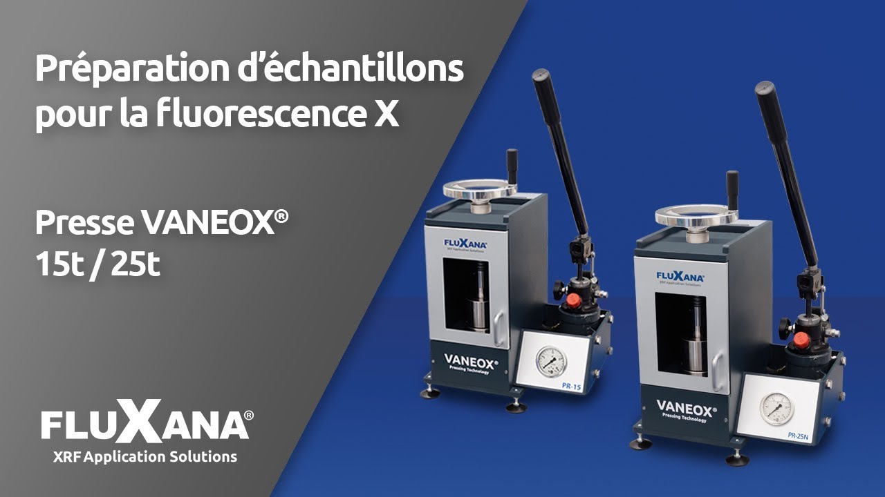 FLUXANA Presse VANEOX 15/25t pour l&rsquo;analyse par fluorescence X (XRF)