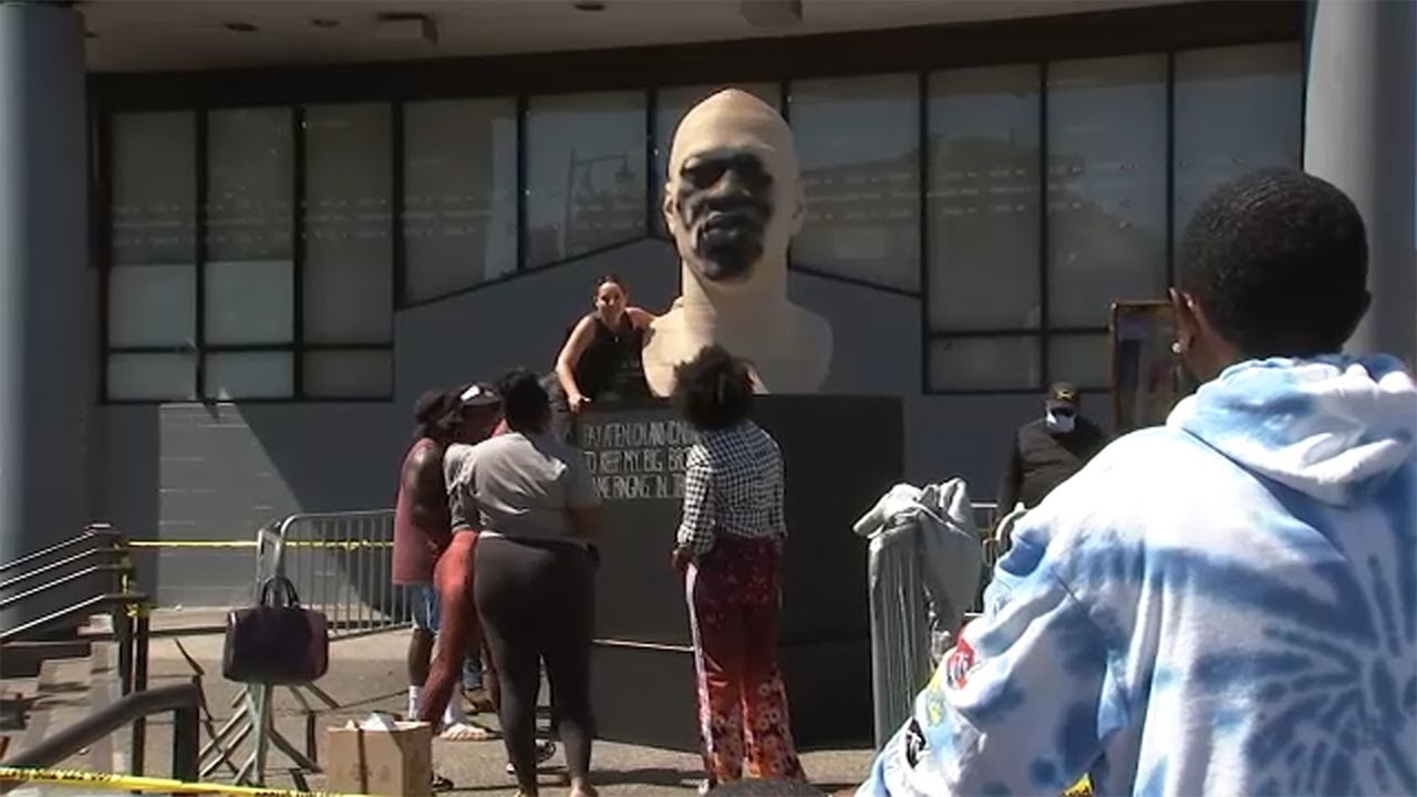 George Floyd statues vandalized in Brooklyn, Newark