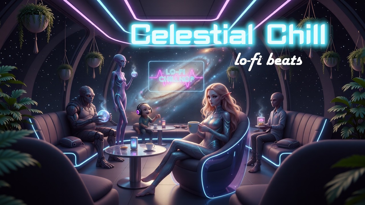 Relax at the Cosmic Cafe ☕📚🪐Lo-Fi Ambient Jazz Hop for Studying or Drifting in Space