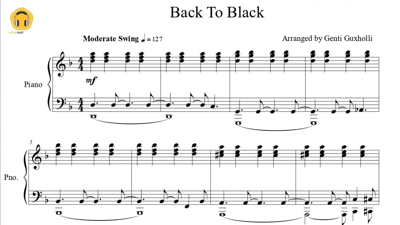 Back To Black by Amy Winehouse (Piano Solo/Sheets)