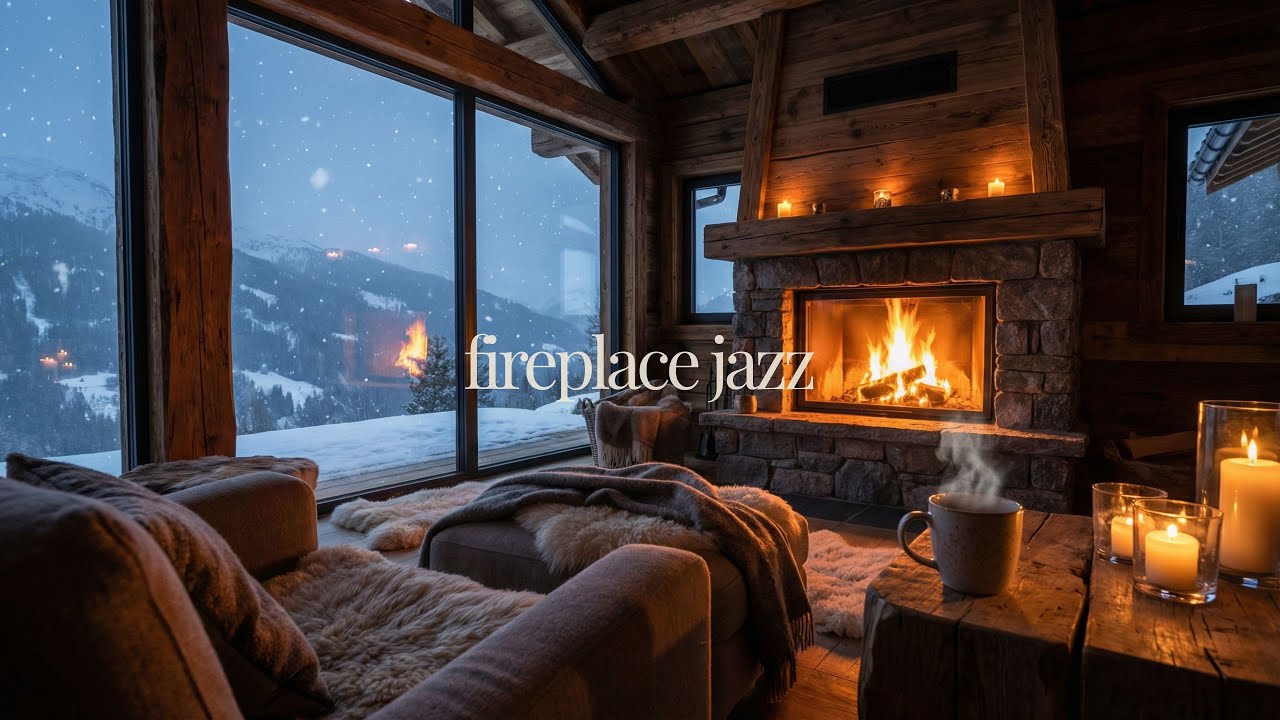 Cozy Winter Cabin ☕❄️ 2H Lofi Chill Jazz for Relaxing, Studying & Fireplace Ambience