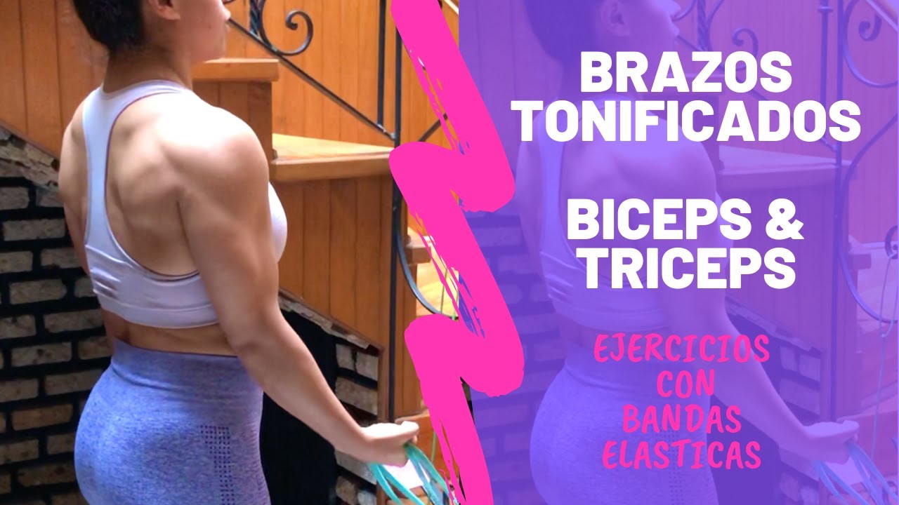 Tonifica tus brazos con bandas elásticas | Ejercicios para tonificar biceps y triceps con ligas!