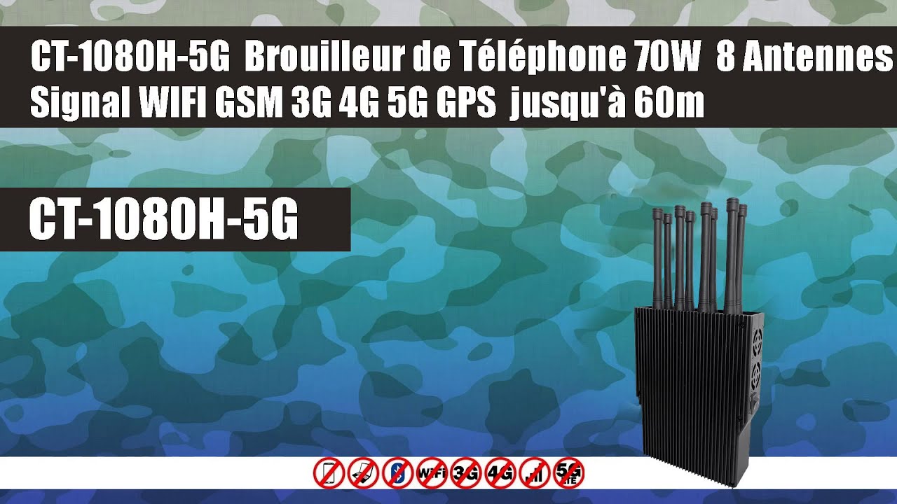 ╔► ✅ ✅ Brouilleur de Téléphone 70W  8 Antennes jusqu'à 60m