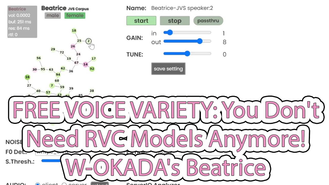 Новый секрет от W-OKADA Voice Changer! Модель Beatrice (файлы RVC не требуются) | Демонстрация го...