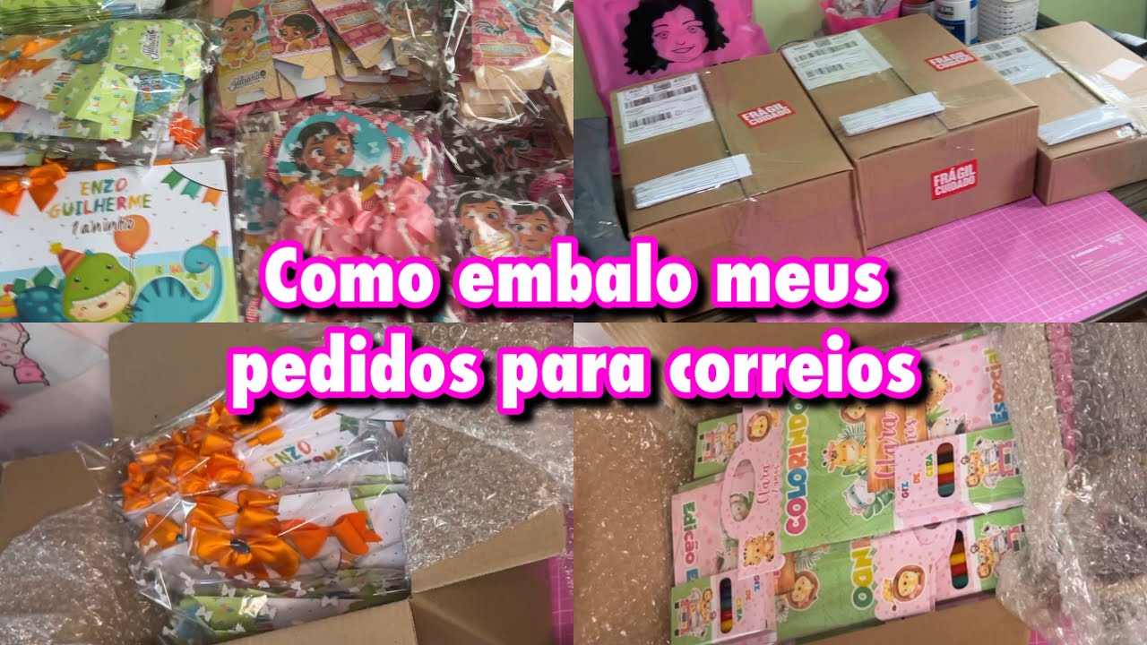 Mais um dia comigo trabalhando com Personalizados / Embalando kits para os correios