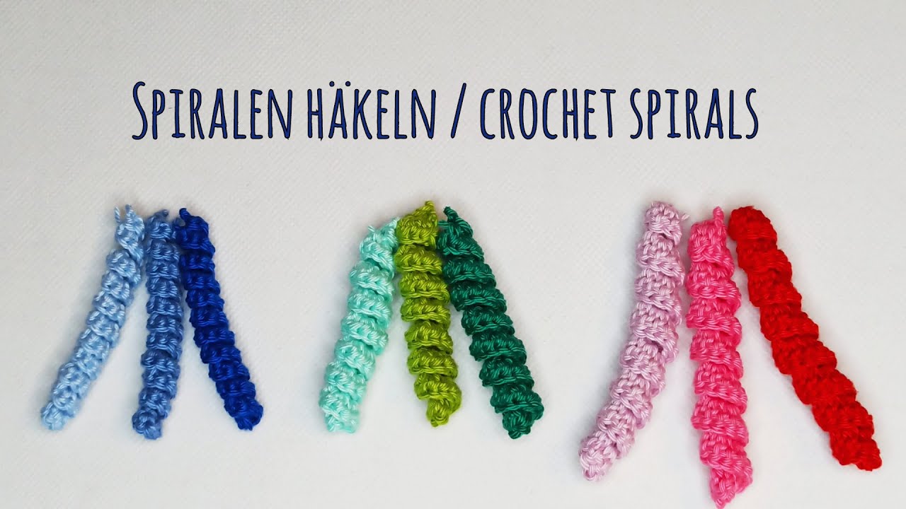 Korkenzieher / Spiralen in drei Größen häkeln - curly spirals in three sizes crochet