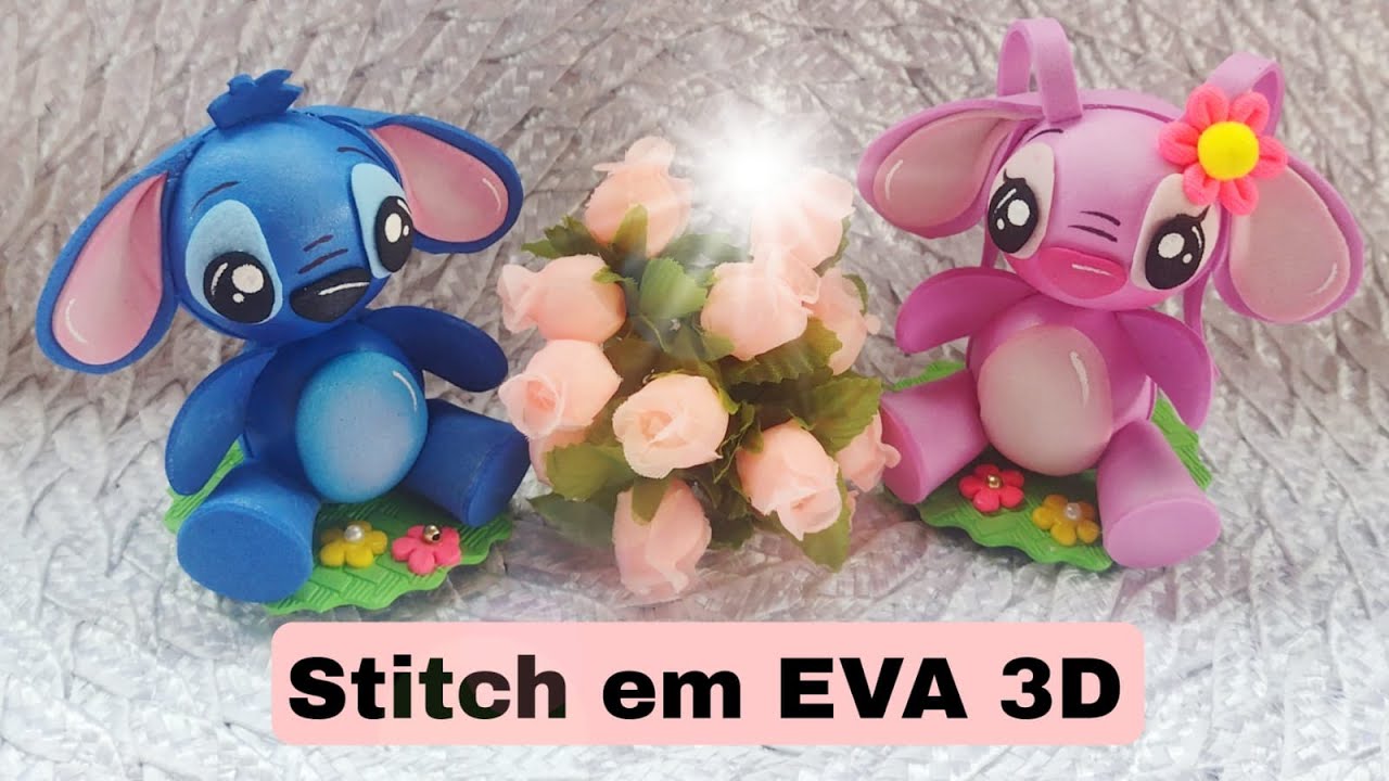 ✅Como fazer o Stitch Rosa em EVA 3D (mesmo molde para os dois personagens) / PASSO A PASSO