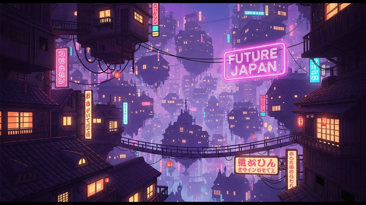 Cyber Rain Over Japan 🌧️ Chillhop Lofi to Sleep, Work, Focus 🎆 | by Future Japan Lofi