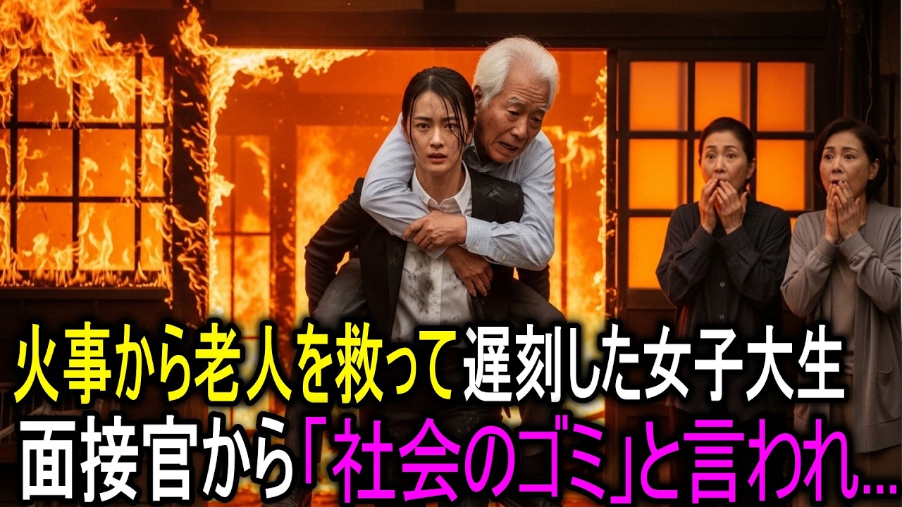 火事で老人を助けて面接に遅刻した女子大生。面接官「社会のゴミだ」→次の瞬間、会長が現れた