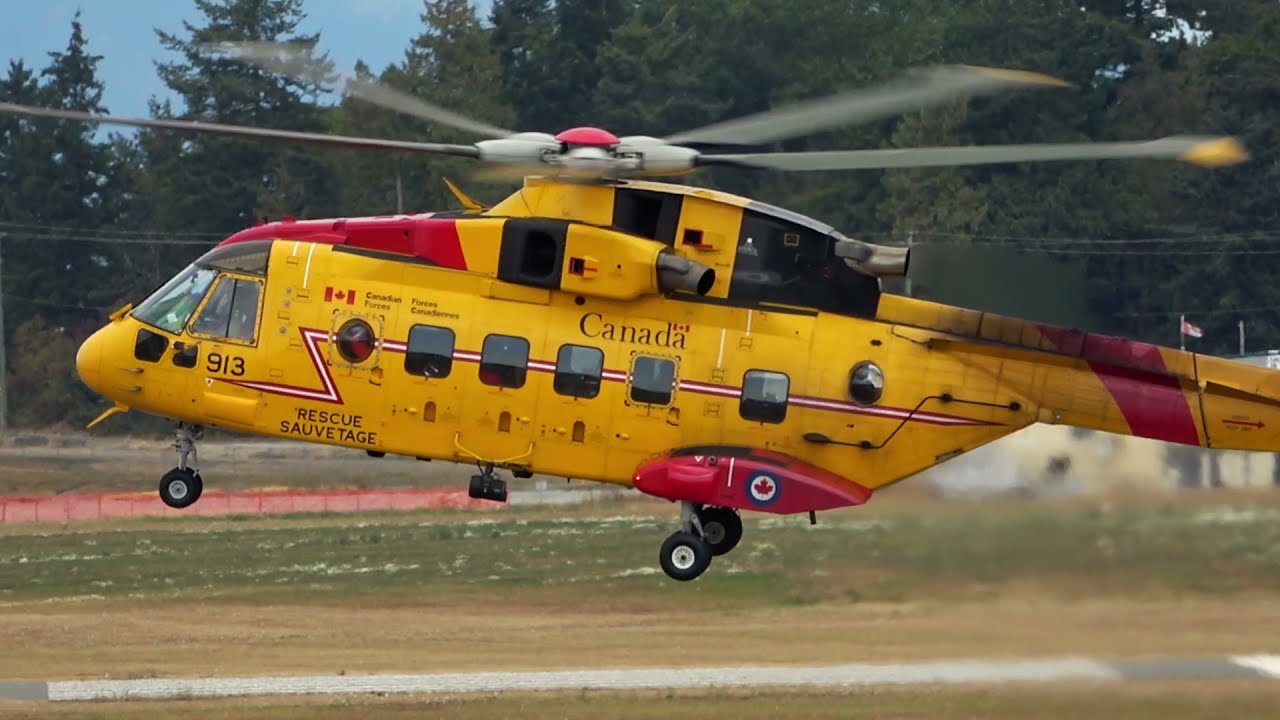 RCAF CH-149 Cormorant Landing, Startup & Takeoff From YYJ