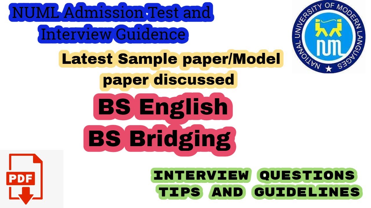 NUML Admissions 2023 | BS English entry test paper pattern | NUML BS English