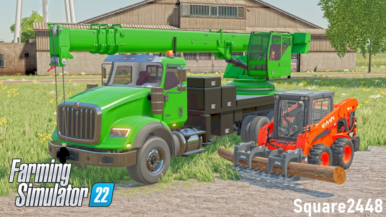 Removing BIG Trees With A Crane! | Tree Services | Farming Simulator 22