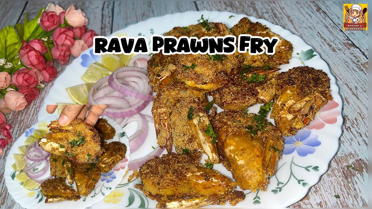 Rava Prawns Fry recipe  रवा झींगा 🦐 फ्राई dal chawal Ke Saath mil Jaye to Maza Hi Aa Jaye ￼ #prawnrs