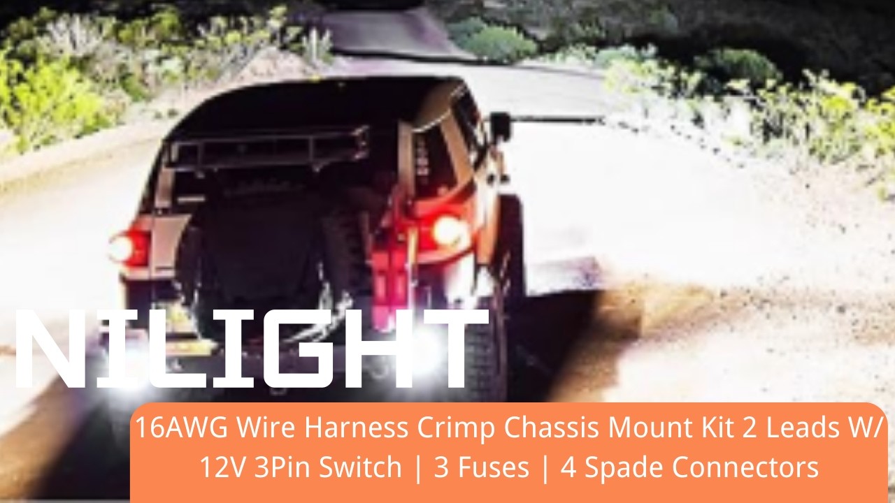 Nilight 16AWG 10009W NI-WA05 LED Light Bar Wiring Harness Kit - 2 Leads 12V On off Switch
