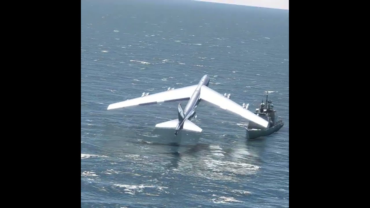 Super RARE! Boeing B-52 Stratofortress Bomber take off from the aircraft carrier