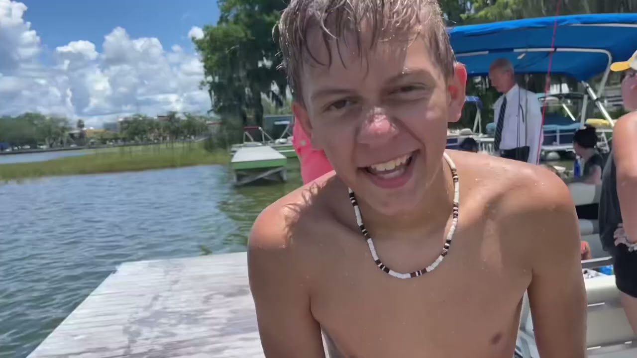 Brave Kids Swimming in Florida Lake