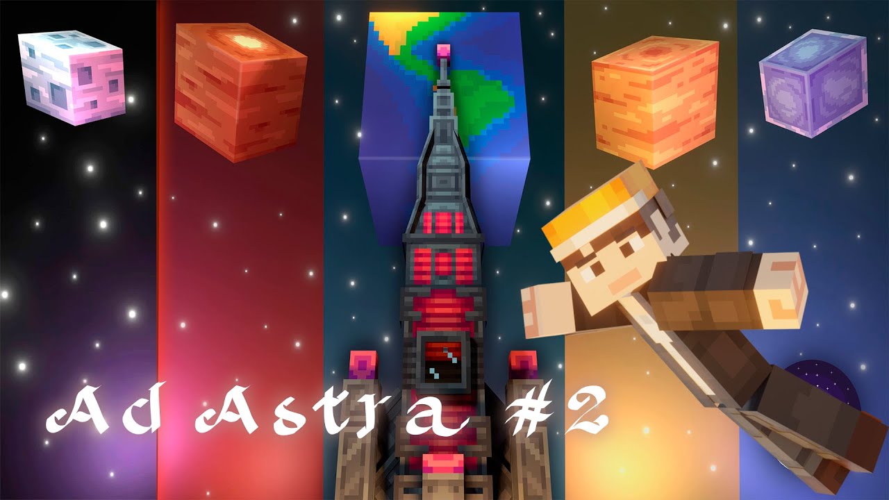 Ad Astra || Луна в Майнкрафт || Новые блоки, поселения, мобы || Обзор Мода #2