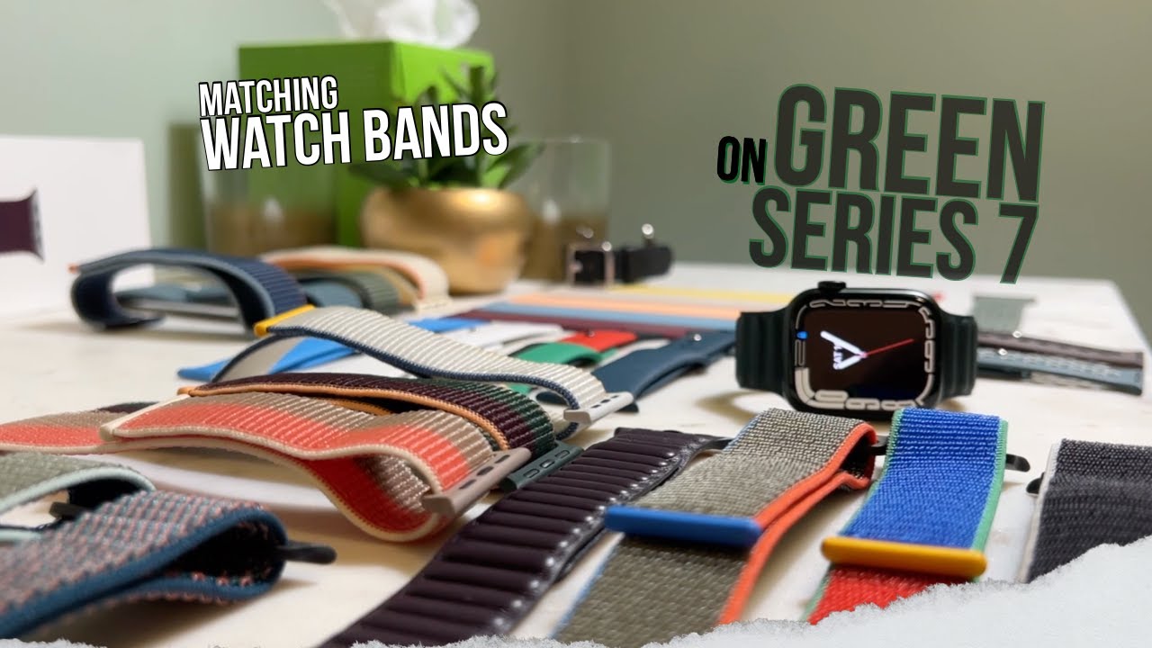 Matching GREEN APPLE WATCH SERIES 7 w/ Watch Bands & Matching Watch Faces ⭐️Shot on iPhone 13Pro Max