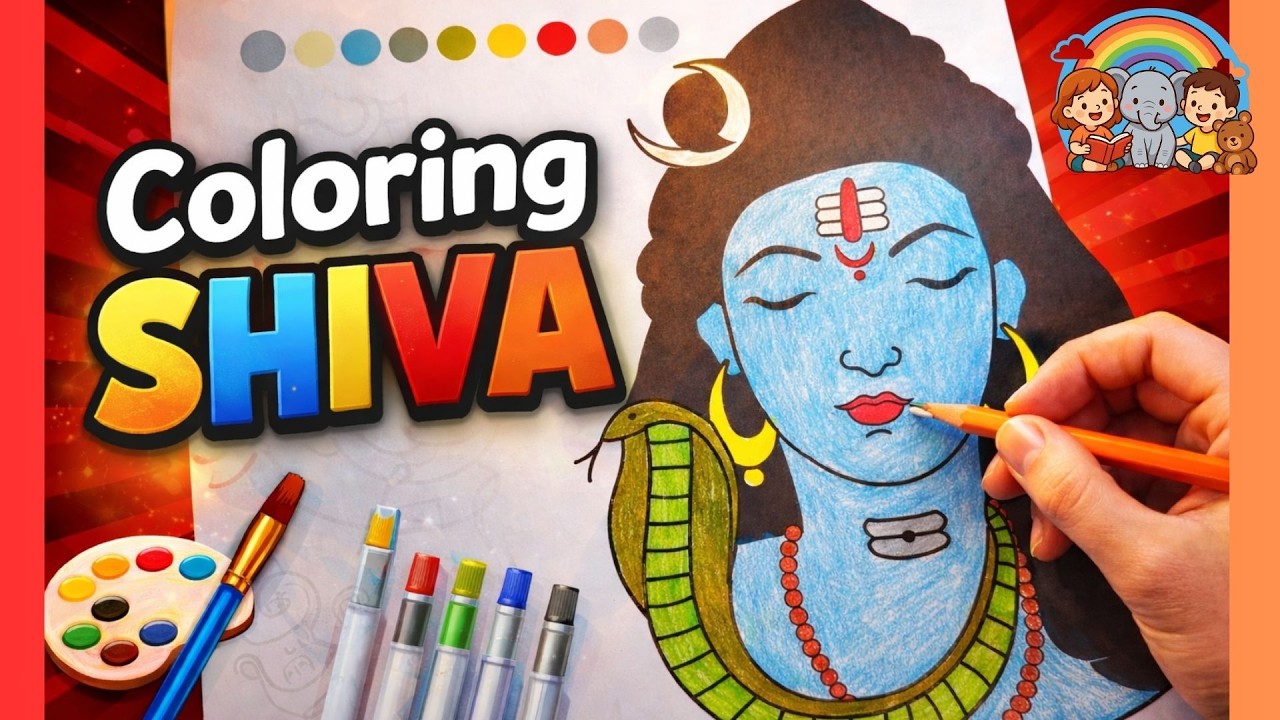 🕉️ Coloring Lord Shiva Step by Step | Easy & Beautiful Shiva Art for Kids