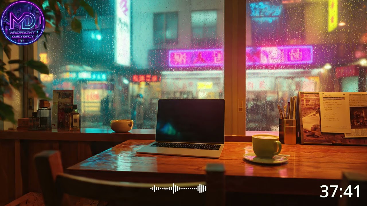 Rainy Night in Tokyo Cafe ☕️ Deep Focus & Study Ambience [50/10 Pomodoro Timer]
