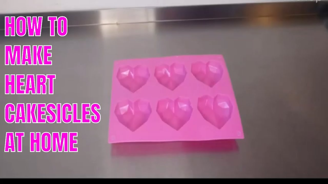 HEART CAKESICLES - HOW TO MAKE HEART CAKESICLES USING Geometric Heart Mold at HOME