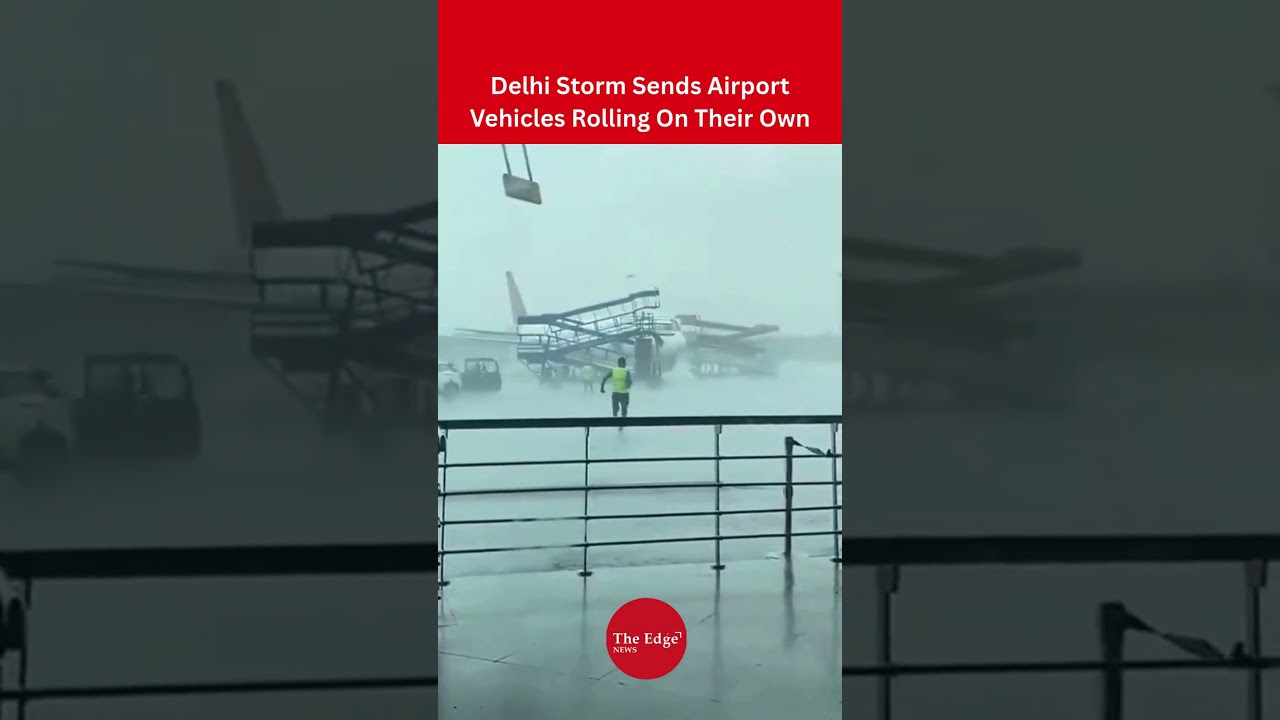 Terrifying Storm At Delhi Airport! Strong Winds Push Vehicles At IGI