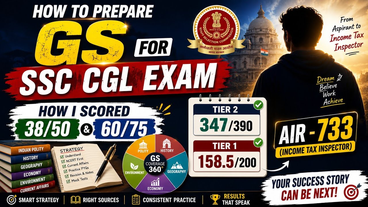 SSC CGL 2026 🔥 | COMPLETE GS STRATEGY | HOW I SCORED 60/75 & 38/50 #ssccgl #cgl 