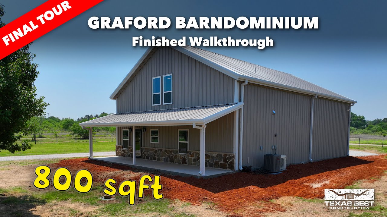 Экскурсия по дому Graford Barndominium площадью 800 кв. футов | Texas Best Construction