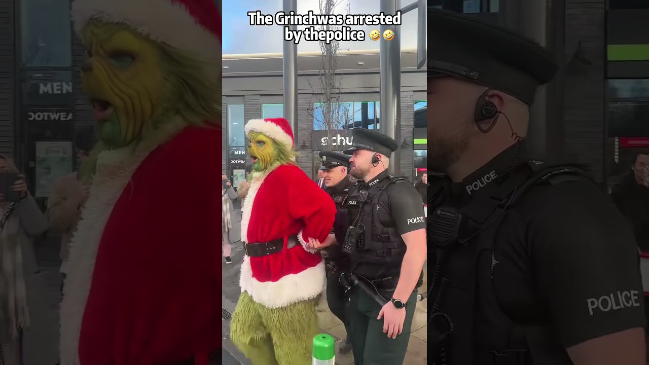 The Grinch was arrested by the police 👮&zwj;♀️😂#funny #fyp #police #grinch #christmas
