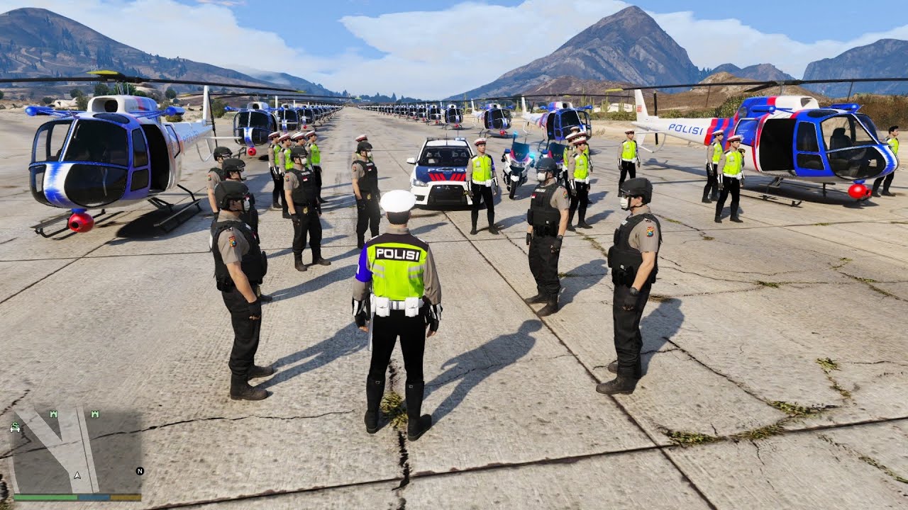 Konvoi 50 Helikopter Polisi! GTA 5 Mod Polisi Indonesia