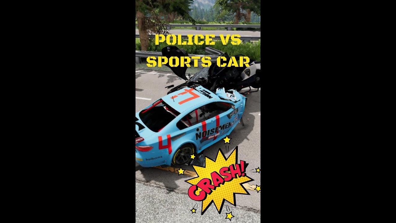 POLICE VS SPORTS CAR  #crashtesting #crashdriven #beamngcrashes #beamngdrive #beamngdrivemods