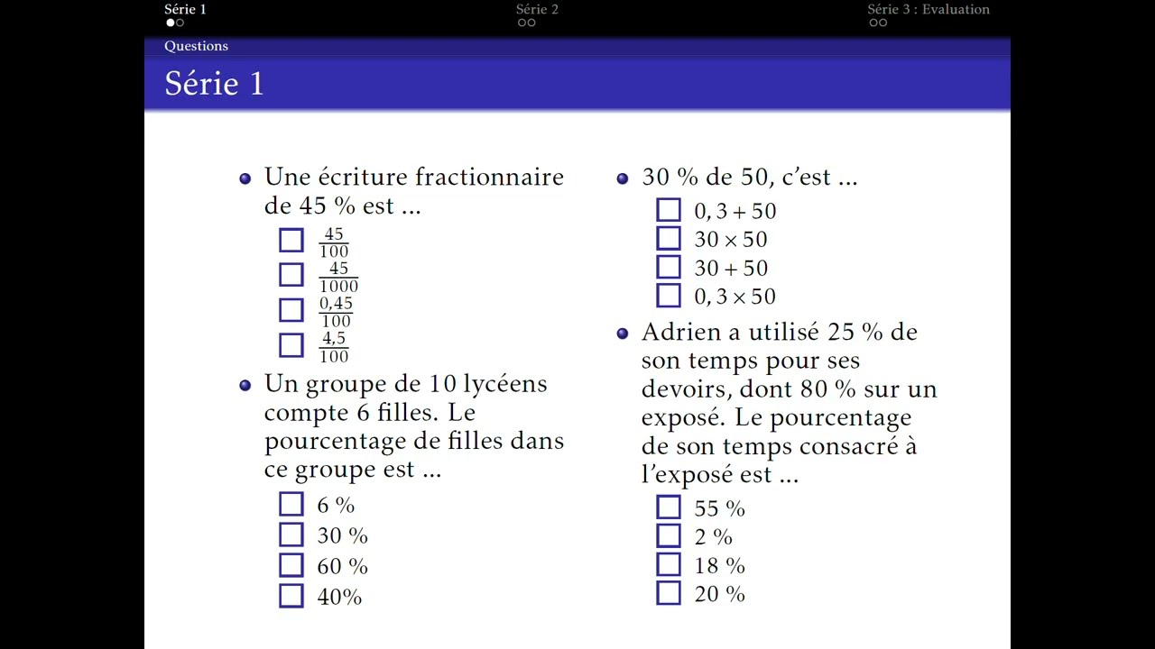 Pourcentages et proportions (1)