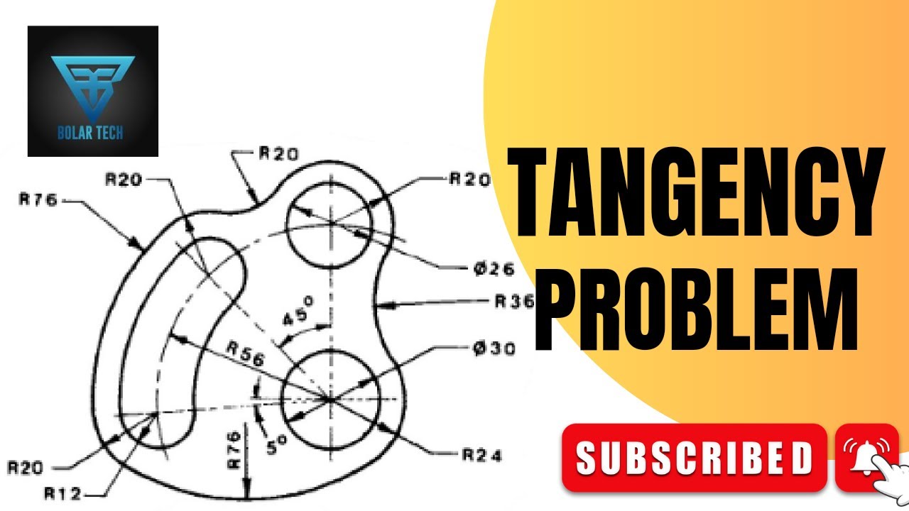Tangency problem - engineering drawing || technical drawing