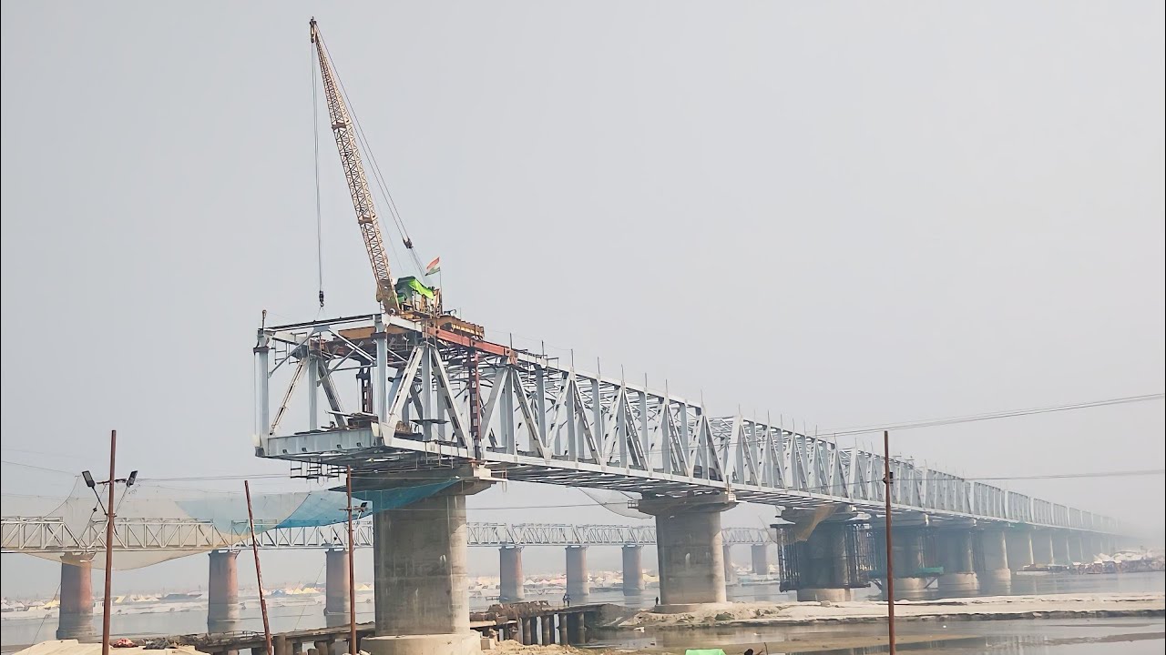 वाराणसी से प्रयागराज रामबाग रेलवे दोहरीकरण Prayagraj Daraganj Ganga Railway bridge work Update