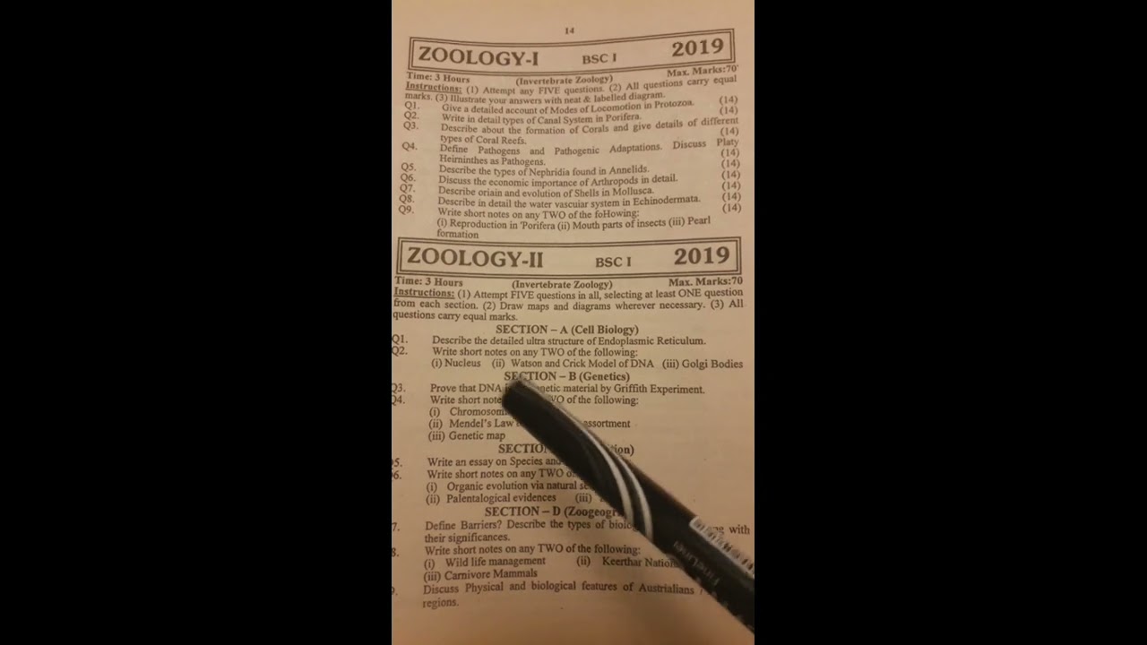 ten year unsolved paper bsc (zoology) #bsc #zoology #notes #study