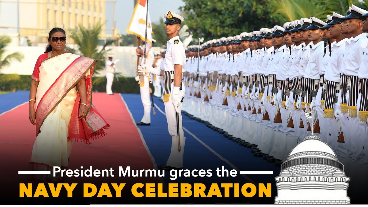 President Droupadi Murmu graces the Navy Day celebration at the Puri beach