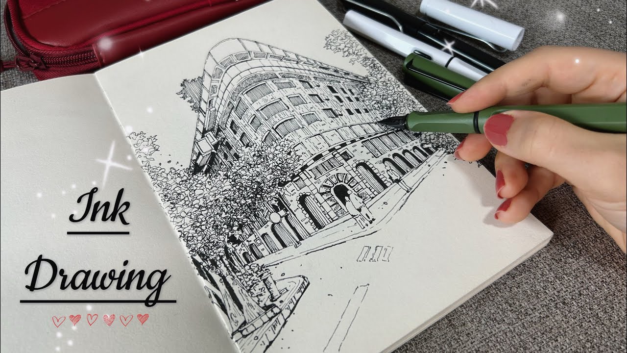 Urban sketching with a fountain pen| ink drawing