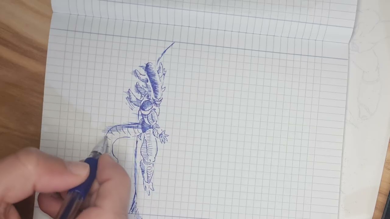 Drawing Frieza 3rd form getting Blasted Away by Gohan's Attack