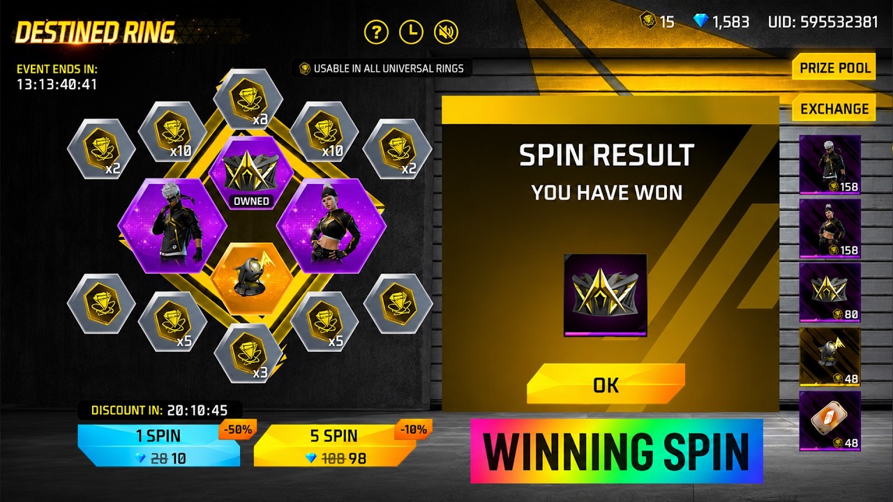 New Destined Ring 1 Spin Trick 🤩 | Destined Ring Event Free Fire | FF New Event Today 