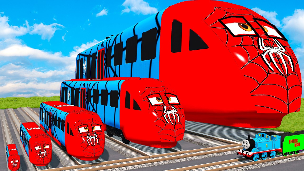 Big & Small Train Spiderman vs Train Thomas | BeamNG.Drive