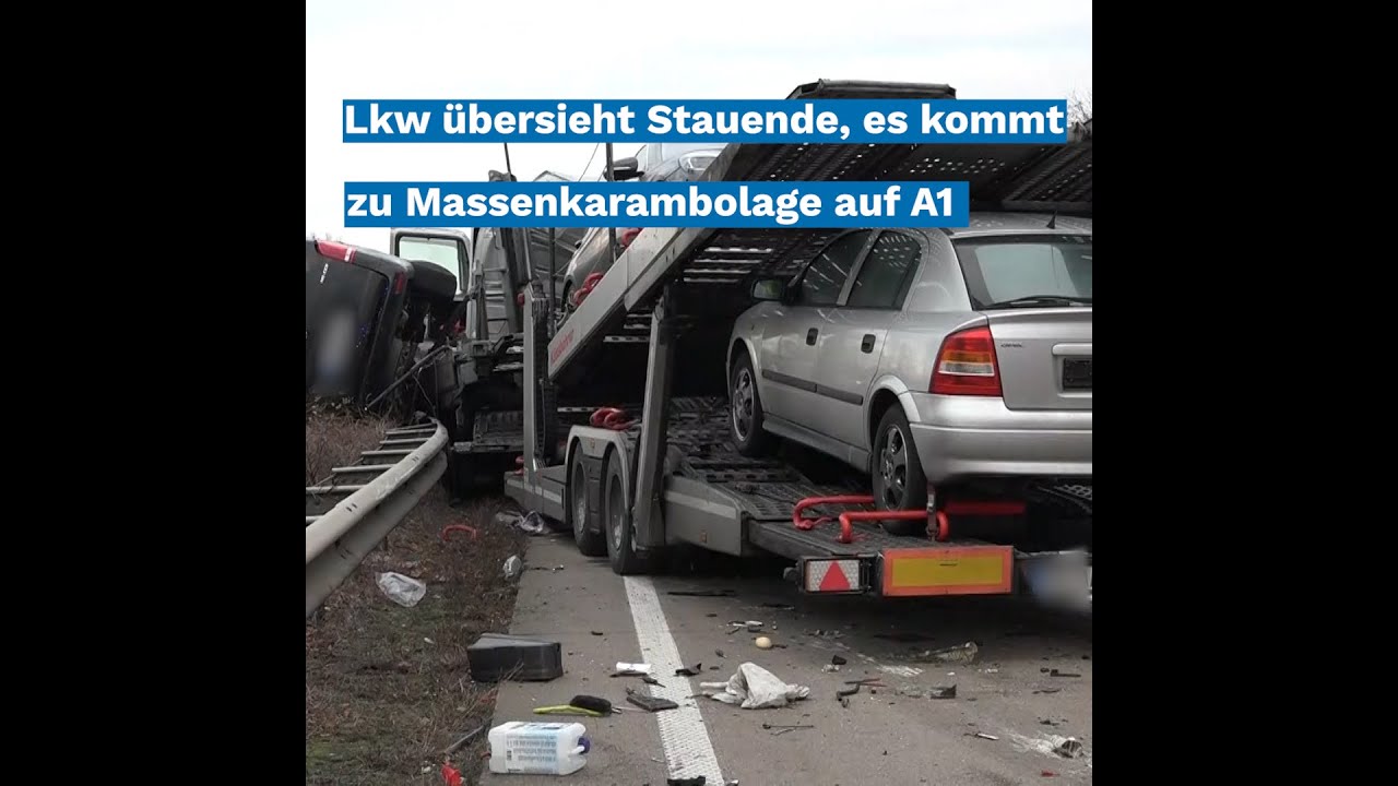 Lkw übersieht Stauende – A1 und Umleitung B213 stundenlang gesperrt