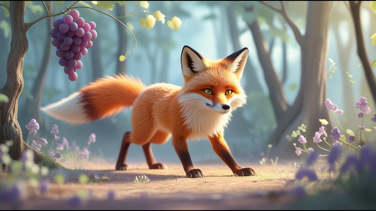🦊🍇 Fox and the Grapes Story for Kids | 3D Animated Nursery Rhyme ✨