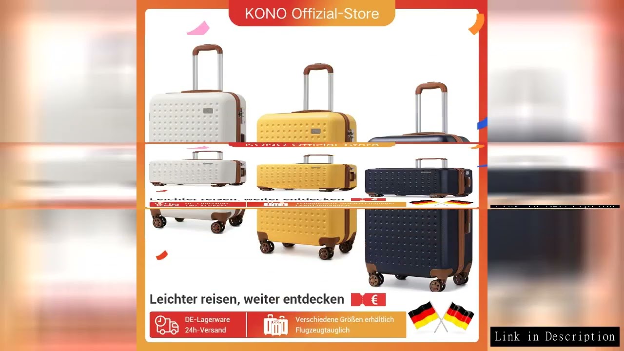 M/L/XL Kono Hard Case 100% ABS Travel Luggage with 8 Spinner Wheels TSA Lock Trolley Suitcase for ha