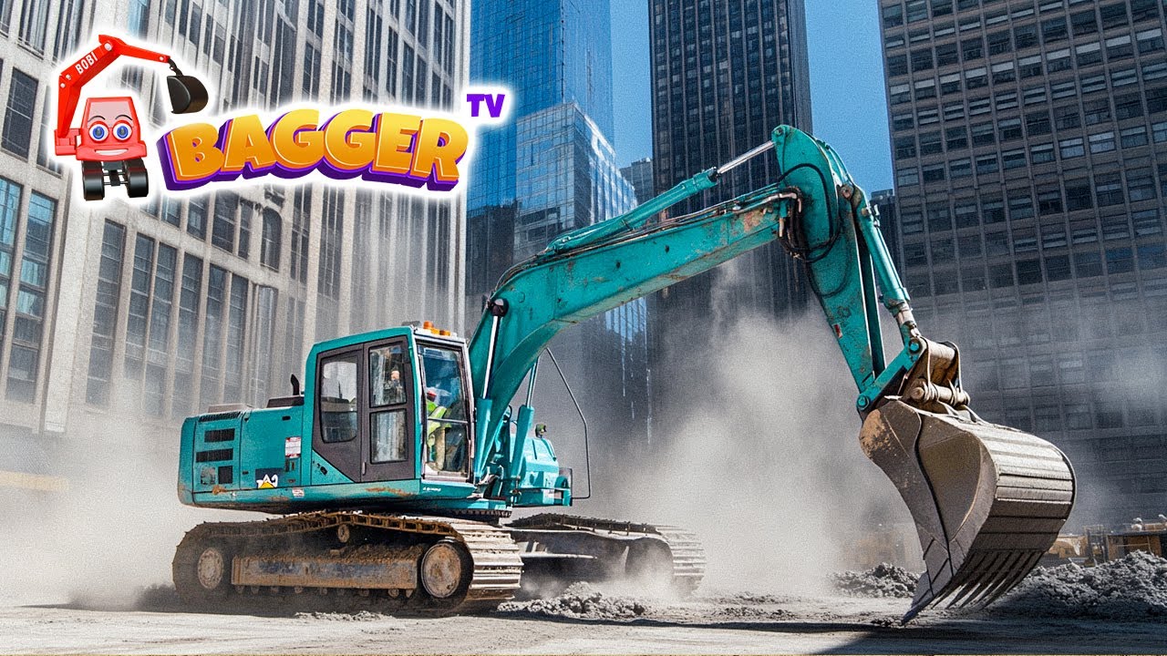 🦺 Bagger für Kinder 🚧 Baustelle, Bagger bei der Arbeit, LKWs, Radlader & MEHR | Bagger TV
