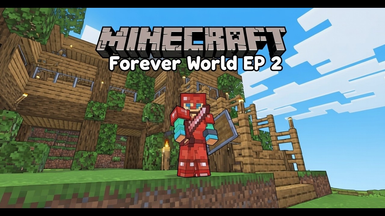 Minecraft Forever World EP2 Building my first base