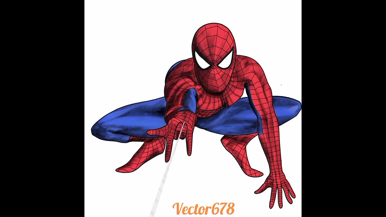how to make cartoon vector art Spiderman #shorts