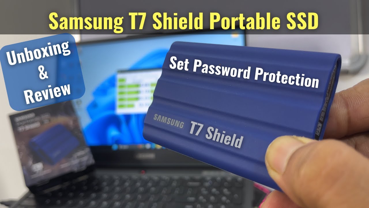 Samsung T7 Shield Portable SSD 1TB Unboxing & Review - Speed Test, Set Password Protection in Hindi