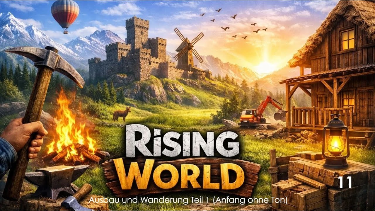 Rising World Lets Play 11 Ausbau und Wanderung Teil 1 (Anfang ohne Ton)