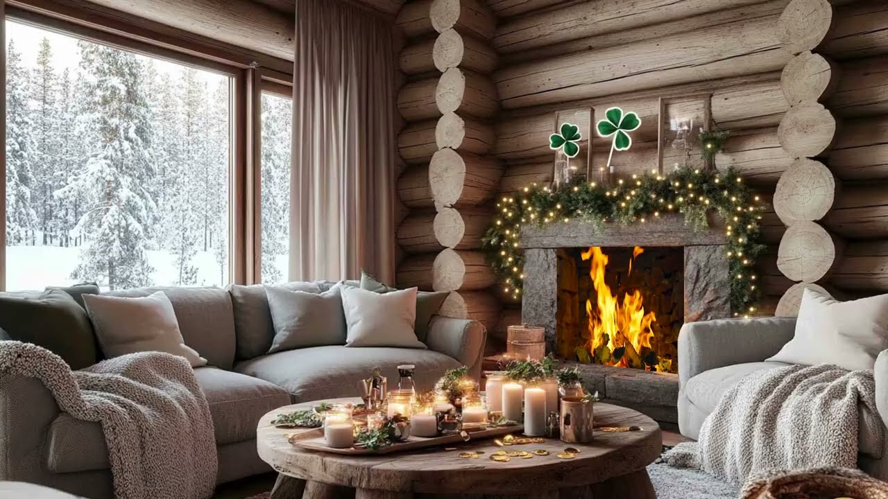 Soft Falling Winter Snow And Fireplace Crackle Support Relaxation And Inner Comfort